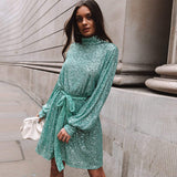 Plataz Women's Autumn Solid Color Sexy Evening Dress ¨C Fashionable Sequ High Waist, High Class HZ1007