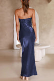 Plataz Formal Solid Bright Silk Strapless Evening Dress Dresses(5 HZ1007