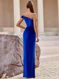 Plataz Blue Off Shoulder Split Evening Dress ¨C Sexy Tight HZ1007