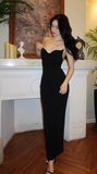 Chic Sheath Evening Gown Strapless Party Dress Ankle Length Formal Dress HZ1024