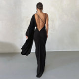 Plataz Women Clothing One Shoulder Sleeve Sexy Low Cut Backless Evening HZ1007