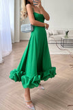 Plataz Formal Solid Patchwork U Neck Evening Dress HZ1007