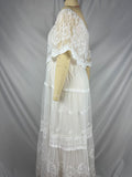 Plataz White Off Shoulder Lace Tiered Boat Neck Flowy Elegant Maternity Photoshoot Dress Maternity