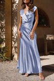 Plataz Formal Solid V Neck Evening Dress HZ1007