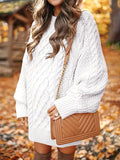 Plataz White Oversized Cable Knitting Streetwear Mini Maternity Pullover Sweater Maternity