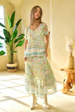 Plataz & Dani Spring Floral Border Print Ruffled Textured Top DJPT