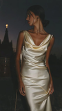 Plataz Backless Satin Sheath Prom Dress Long Evening Dress HZ1007
