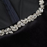 Plataz Bead Drill Velveteen Dress For Women Long Sleeve Slim Black Formal Dress Female Party Elegant Retro Evening Dresses HZ1007