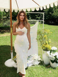 Plataz Spaghetti Strap Backless 3D Flowers Maternity Maxi Dress Maternity