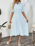 Plataz Button-Down Midi Shirt Dress with Ruffle Sleeves DJPT