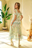 Plataz & Dani Spring Floral Border Print Ruffled Textured Top DJPT