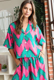 Plataz Chevron Print Short Sleeve Crop Shirt DJPT