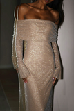 Plataz Party Sequined Off Shoulder Evening Dresses(3 HZ1007