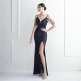 Plataz Beading Sling Party Sequined Dress Long Banquet Slim Fit Evening Dress HZ1007