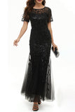 Plataz Elegant Patchwork Sequins O Neck Evening Dress HZ1007