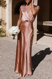Plataz Formal Solid V Neck Evening Dress HZ1007