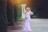 Plataz Women's Lace Pregnant Women Tailing Short-Sleeved Dress Photo Flying Sleeve Dress 1862 Maternity