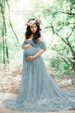 Plataz Women's Lace Pregnant Women Tail Short-Sleeved Dress Photography Flying Sleeve Dress 8919 (Special Price) Maternity