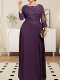 Plataz Scoop Floor-Length Lace Chiffon Mother of the Bride Dress With HZ1007