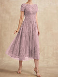 Plataz Scoop Tea-Length Tulle Lace Mother of the Bride HZ1007