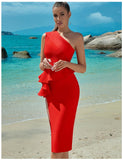 Plataz Dress Evening Dress ¨C One Shoulder Ruffled Slit Party Dress for HZ1007