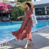 Plataz Floral Dress To Ankle Long Thin Temperament Big French Holiday Chiffon Dress Girl