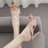 Plataz Patent Leather Cross With Sexy Toe High And Cold Slippers Woman High Quality Shoes