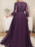 Plataz Scoop Floor-Length Lace Chiffon Mother of the Bride Dress With HZ1007