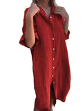 Plataz Size Casual Linen Button-Down Shirt Dress Plus Size DJPT
