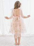 Plataz Sleeveless Floral Embroidered Tulle Toddler Flower Girl HZ1007