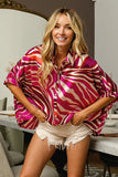 Plataz Zebra Dolman Silky Satin Shirt Top DJPT
