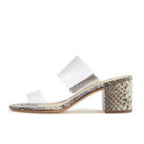 Plataz PVC Cork Snake Velvet Velvet Patent PU Coarse Heel Heel Cool Drag Large-Size Dew And Follow-Up High Quality Shoes