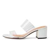 Plataz PVC Cork Snake Velvet Velvet Patent PU Coarse Heel Heel Cool Drag Large-Size Dew And Follow-Up High Quality Shoes