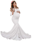 Plataz Women's Silk Cotton Pregnant Women Lotus Leaf Sleeves Cross V-Neck Tail Dress Photo Dress 1932 Maternity