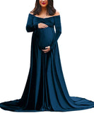 Plataz And Winter 2025 Women's Gold Velvet Pregnant Woman V-Necked Tail Dress Photo Dress 1937 Maternity