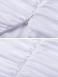 Plataz White Spaghetti Strap Bandeau Backless Ruffle Bodycon Cute Baby Shower Maternity Midi Dress Maternity