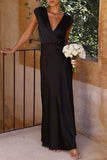 Plataz Formal Solid V Neck Evening Dress HZ1007
