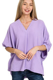 Plataz Woven Airflow V-neck Puff Half Sleeve Top DJPT