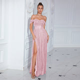 Plataz Dress Ladies Party Sexy High Open Sequined Cocktail Dress Nightclub Off The Shoulder HZ1007