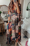 Plataz Spring And Summer New Female Bohemian New V-Neck Print Pregnant Women Dress Maternity