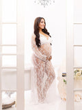 Plataz White Lace Robe V-neck Bathtub Photoshoot Plus Size Maternity Maxi Dress Maternity