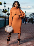 Plataz Solid Color Knitting 2-in-1 Bodycon Baby Shower Maternity Sweater Midi Dress Maternity