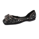 Plataz And Summer 2025 Korean Version Of The Sleek Diamond Ins New Sweet Pearl Comfortable Flat Sole Bean Shoes DJPT