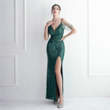 Plataz Beading Sling Party Sequined Dress Long Banquet Slim Fit Evening Dress HZ1007