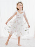 Plataz Sleeveless Floral Embroidered Tulle Toddler Flower Girl HZ1007