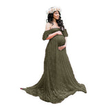 Plataz Women's Lace Pregnant Women Tail Short-Sleeved Dress Photography Flying Sleeve Dress 8919 (Special Price) Maternity