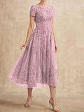 Plataz Scoop Tea-Length Tulle Lace Mother of the Bride HZ1007