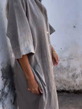 Plataz Size Casual Linen Button-Down Shirt Dress Plus Size DJPT