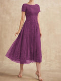 Plataz Scoop Tea-Length Tulle Lace Mother of the Bride HZ1007