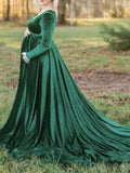 Plataz Off Shoulder Pleuche Mermaid Photoshoot Baby Shower Maternity Maxi Dress Maternity